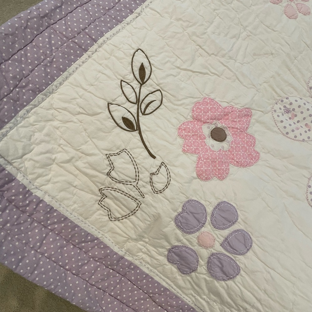 Pottery Barn Kids Excellent Condition Floral Butterfly Twin Quilt Bed Spread
